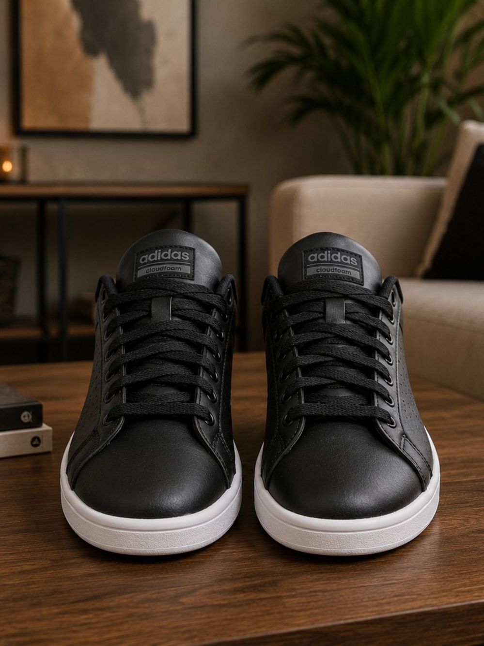adidas Men’s Black Low-Top Sneakers with White Sole